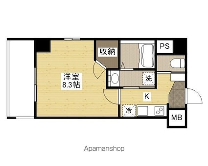 広島県広島市中区西白島町[1K/27.6m2]の間取図