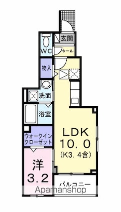 花水木[1LDK/35.02m2]の間取図