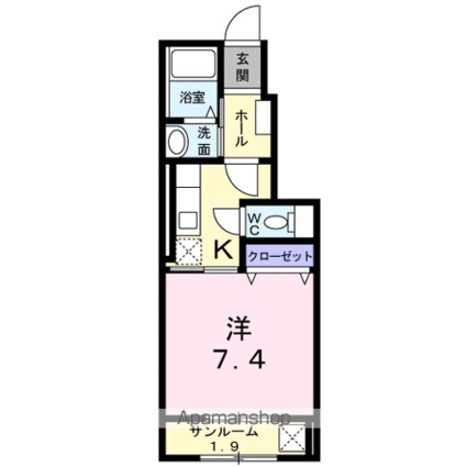 ルミエール・あさひ[1K/30.79m2]の間取図
