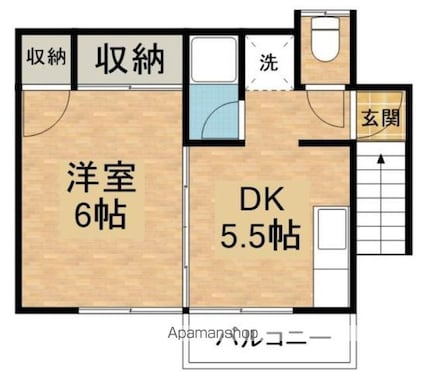ヒルズＢ[1DK/29.25m2]の間取図