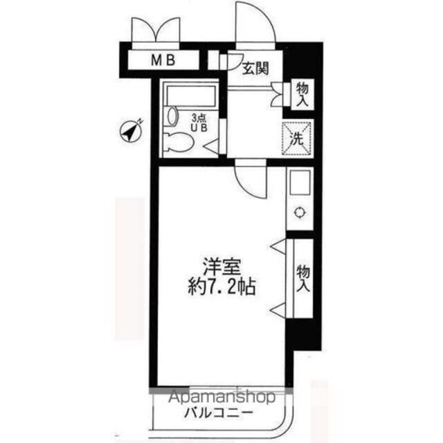 パークサイドフラット三茶[1R/20.06m2]の間取図