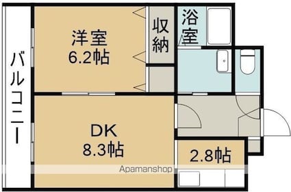 ボヌール中道参番館[1LDK/39.76m2]の間取図