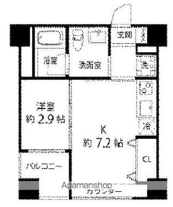 ハイリーフ上野[1K/25.03m2]の間取図