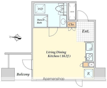 パークアクシス渋谷神南[1R/24.3m2]の間取図
