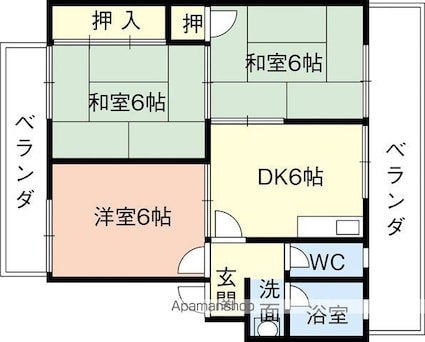 和歌山県和歌山市西小二里２丁目[3DK/51m2]の間取図