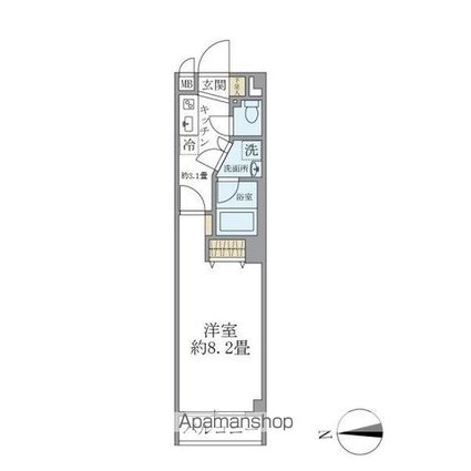 サウダージ自由が丘[1K/26.27m2]の間取図