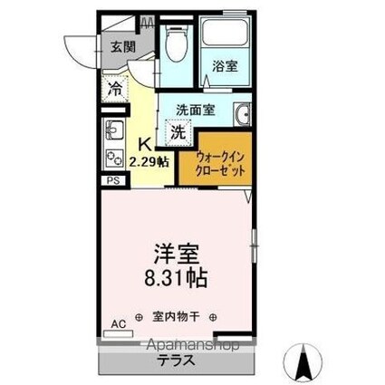 コンフォール高砂[1K/28.66m2]の間取図