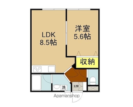 ブルーウェーブモトヤマ[1LDK/33.5m2]の間取図