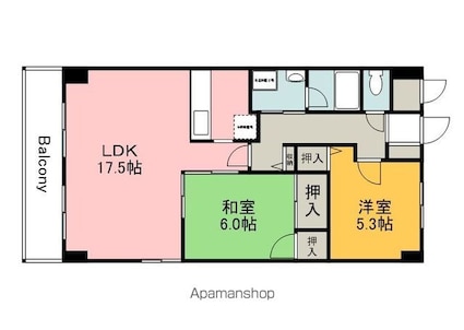 広島県広島市西区古江上２丁目[2LDK/66.6m2]の間取図