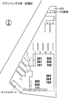 グランベレオ今津[1LDK/41.47m2]の配置図