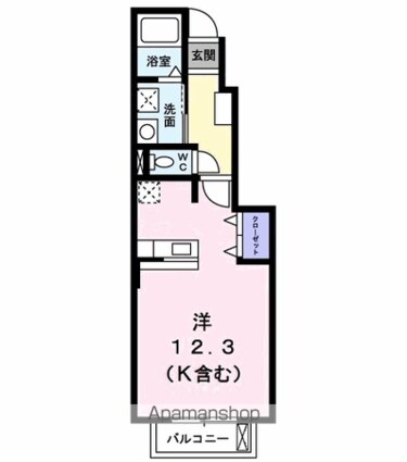 アンジュコリーヌ[1R/32.9m2]の間取図