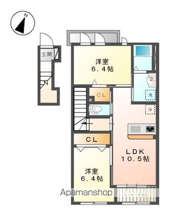 ハーモニーヒルズ[2LDK/59.41m2]の間取図