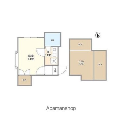 カーサ川口[1K/17.35m2]の間取図
