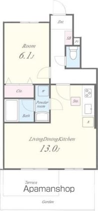 ヴィラージュ志伊ＩＩＩ[1LDK/44.92m2]の間取図