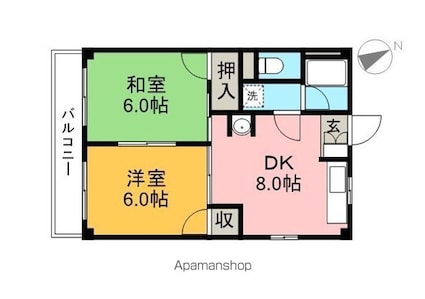 スカットハイツ[2DK/42m2]の間取図