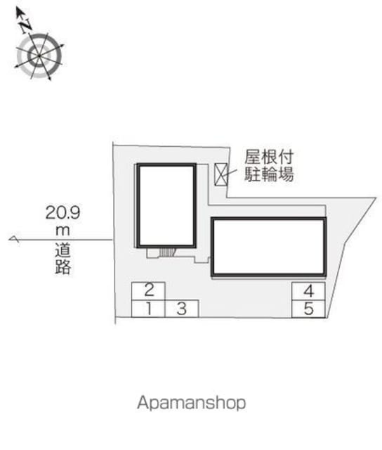 レオパレスあきば[1K/20.28m2]の配置図