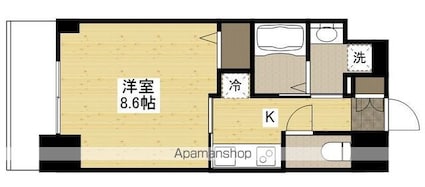 広島県広島市中区河原町[1K/27.52m2]の間取図