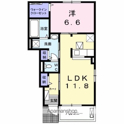 クラールⅦ[1LDK/48.35m2]の間取図