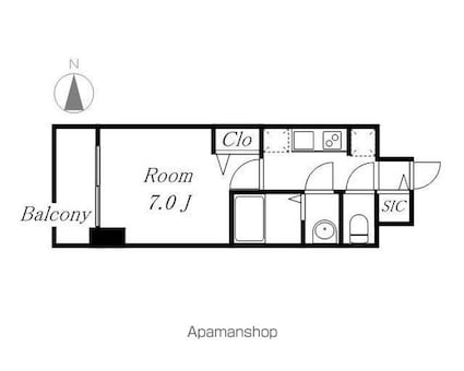 メイクス城西レジデンス[1K/23.65m2]の間取図