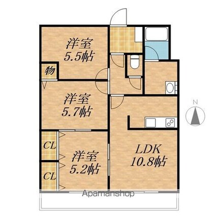ドルシスⅡ[3LDK/70.05m2]の間取図