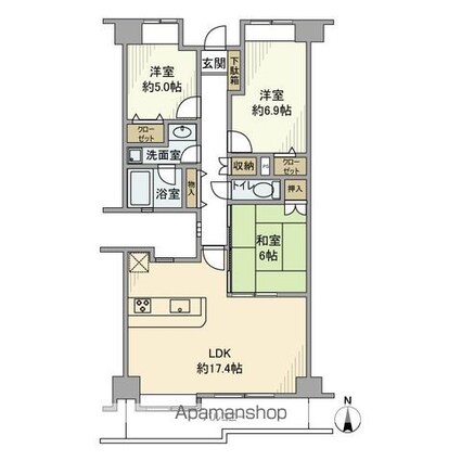 東京都大田区南千束２丁目[3LDK/80.6m2]の間取図