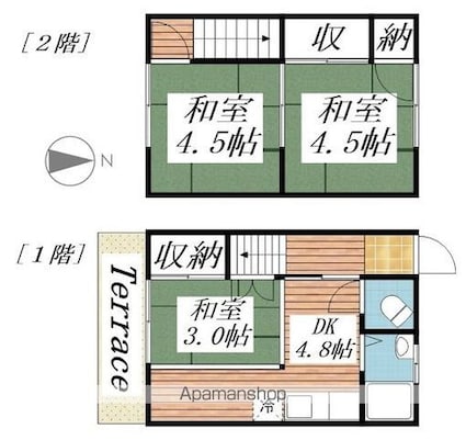 昌和住宅[3DK/41.64m2]の間取図