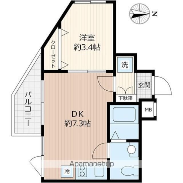 Ｂｅｖｅｒｌｙ　Ｈｏｍｅｓ　下赤塚[1DK/25.9m2]の間取図