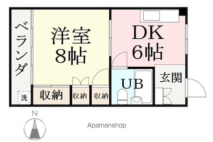 ウエストコーポラス[1DK/31.2m2]の間取図