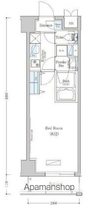 アーバネックス清澄白河Ⅱ　ＥＡＳＴ棟[1K/25.23m2]の間取図