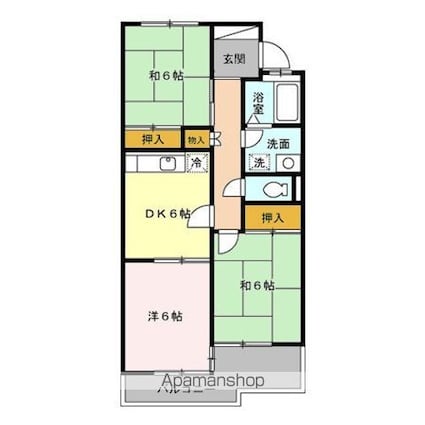 ロイアルパレスシマ[3DK/56.64m2]の間取図