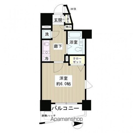 レジディア新中野[1K/19.18m2]の間取図