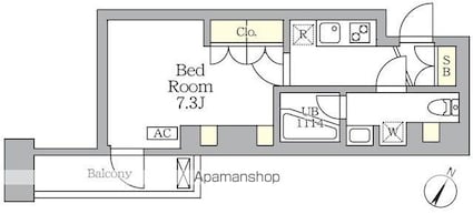 東京都世田谷区三宿１丁目[1K/25.29m2]の間取図
