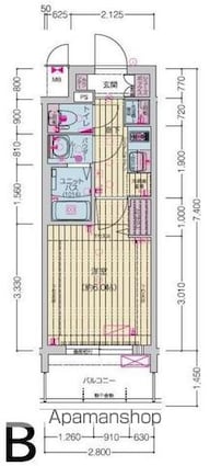 プレサンス桜山駅前アフォード[1K/20.68m2]の間取図