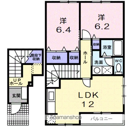 ビズ・コートＡ[2LDK/62.48m2]の間取図