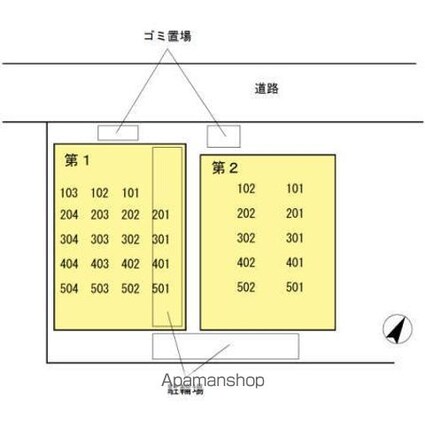 第１パークサイドマンション[1K/23.32m2]の配置図