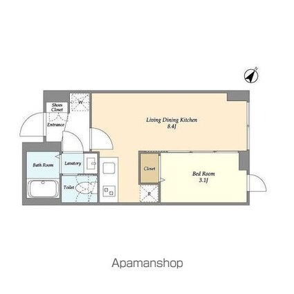 ウェルスクエア用賀[1LDK/27.18m2]の間取図