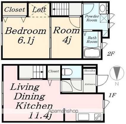 Ｄｏｌｃｅ　ｖｉｔａ[2LDK/58.25m2]の間取図