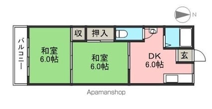 コーポ太古橋[2DK/36.3m2]の間取図