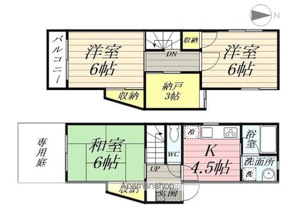 福島町戸建[3K/57.47m2]の間取図