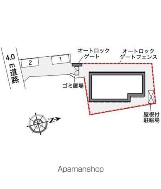 東京都狛江市駒井町２丁目[1K/26.08m2]の配置図