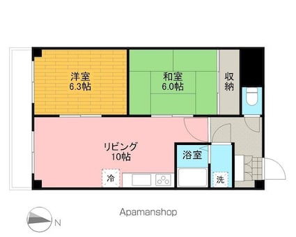 木町通ＴＫビル[2LDK/47.55m2]の間取図