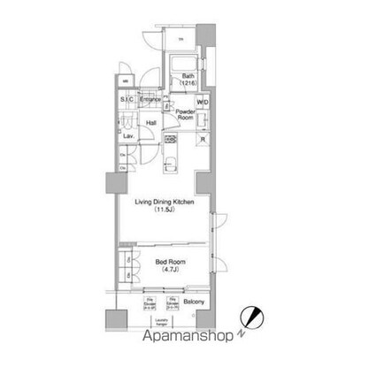 コンフォリア東池袋ＷＥＳＴ[1LDK/42.13m2]の間取図