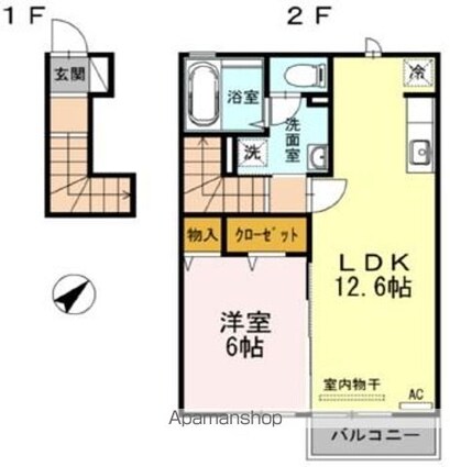 東京都福生市大字福生[1LDK/48.44m2]の間取図