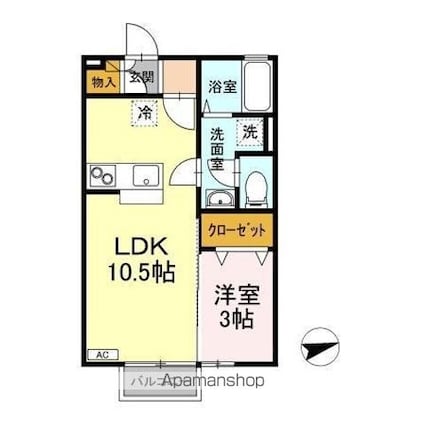 ファミーユタイチ　Ｂ棟[1LDK/33.61m2]の間取図