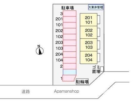 フローラメゾンＭＳ[1LDK/40.04m2]の配置図