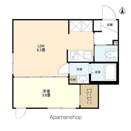 ウェルスクエア多摩川矢口[1LDK/28.05m2]の間取図
