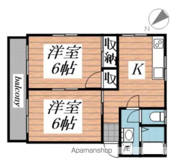 シャングリラ[2DK/42.08m2]の間取図
