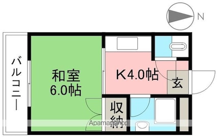 塚ノ原マンション[1K/21.84m2]の間取図