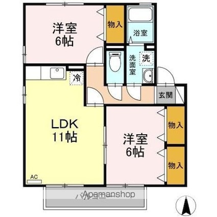 Ｙ．サイレントビレッジ山越[2LDK/55.41m2]の間取図