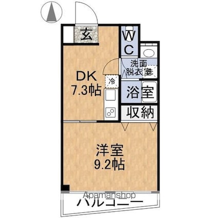 ビューハイツますも[1DK/33.75m2]の間取図